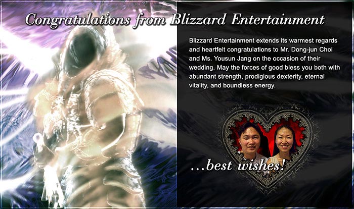 Image affichée sur le site officiel suite au mariage de deux fans de DiabloII