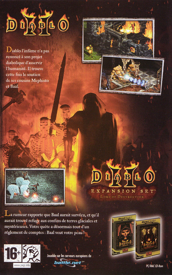 Publicité pour DiabloII tirée du World of Warcraft Battle Chest (octobre 2007).